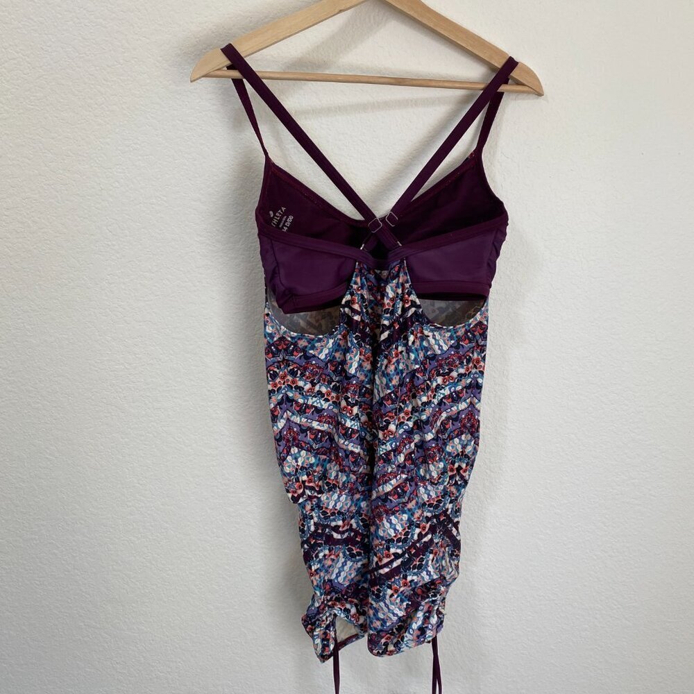 Athleta Marrakesh Side Scrunch Tankini Swim Top Size 34 D/DD Purple - Picture 7 of 8